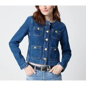 J. Crew Women's Denim Patch-Pocket Jacket Gold Buttons Size 2 NWT Chic Casual